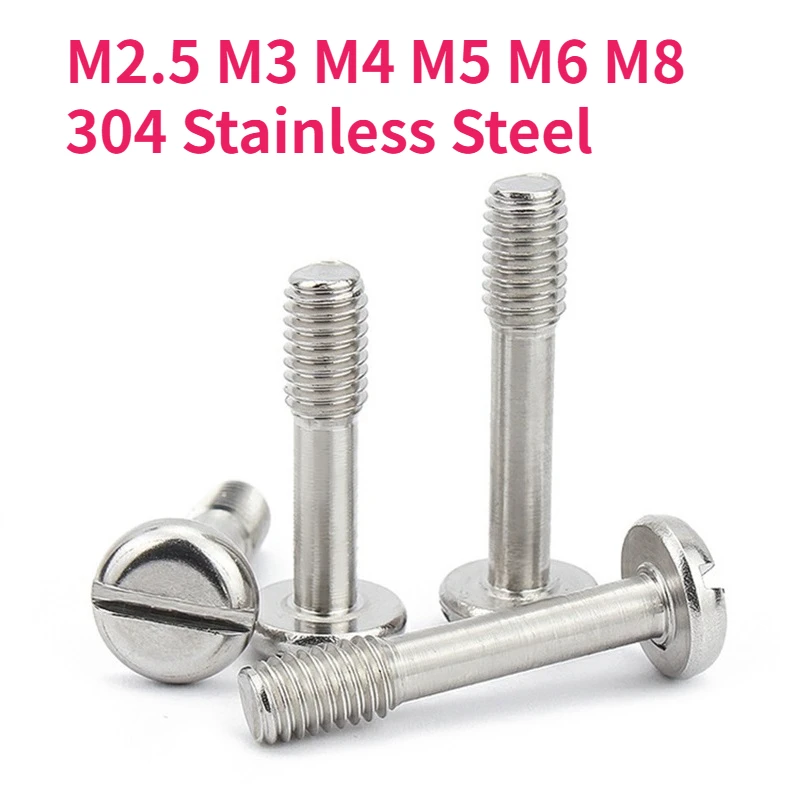M2.5 M3 M4 M5 M6 M8 304 Stainless Steel Slotted Round Head Locking Screw Slot Pan Head Half Thread Bolt