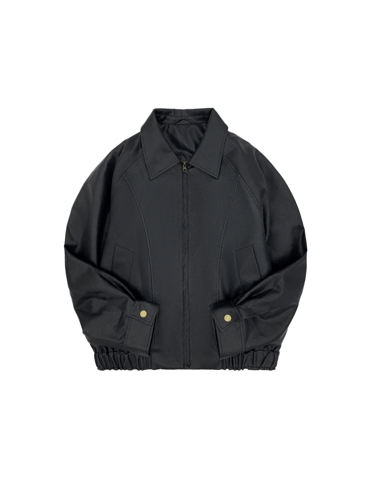 Giacca da moto da donna in pelle PU nera autunnale 2025 con colletto e design a perla, stile pendolare