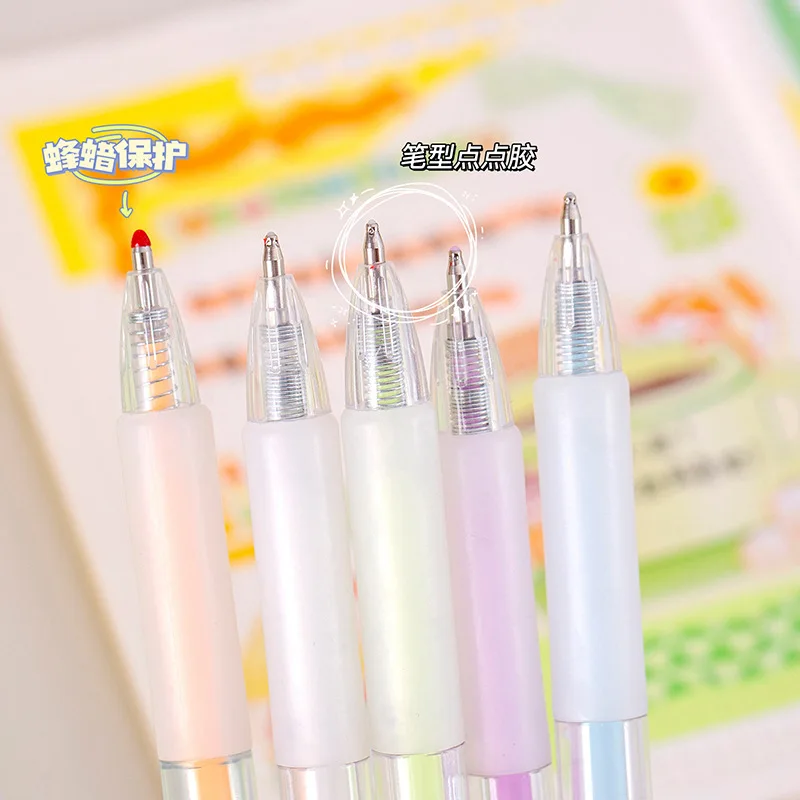 50PCS  Macaron Color Dot Glue Press Type 15 Second Quick Drying Dot Glue Pen Primary School Pen Type Hand Ledger Dot Glue Pen