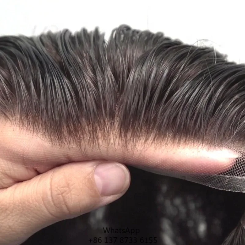 

Парик фронта шнурка для мужчин, полная система замены волос, отбеленные волосы, высококачественные человеческие волосы