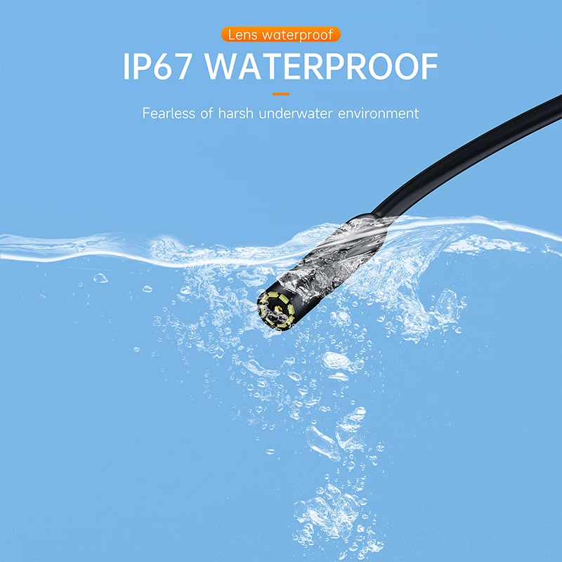 كاميرا المنظار GUANMOU مع ضوء 1920P HD Borescope مع كاميرا ثعبان Borescope للفحص شبه الصلب لهواتف iPhone وAndroid