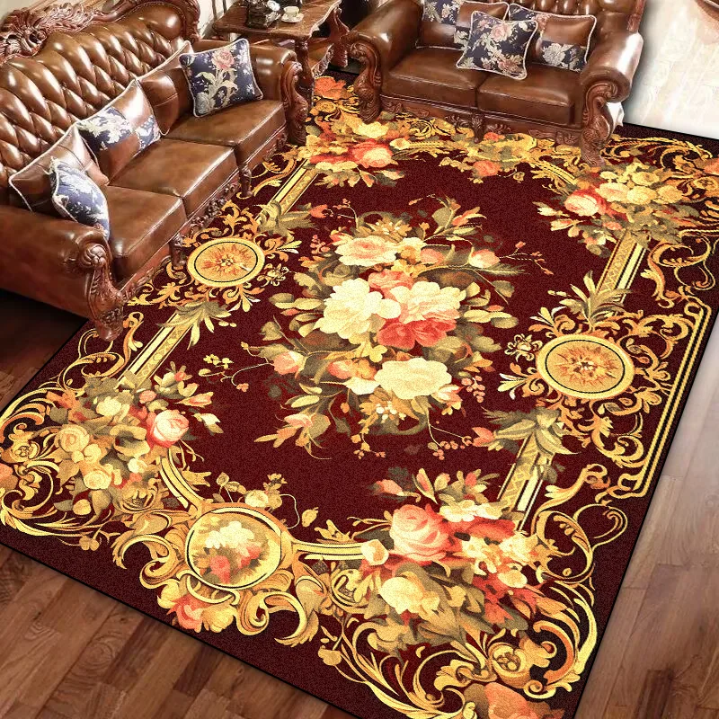 Europe and America Luxury Carpet Living Room Decoration Flower Rug Comfort Non-slip Large Bedroom Rug Washable Coffee Table Mat