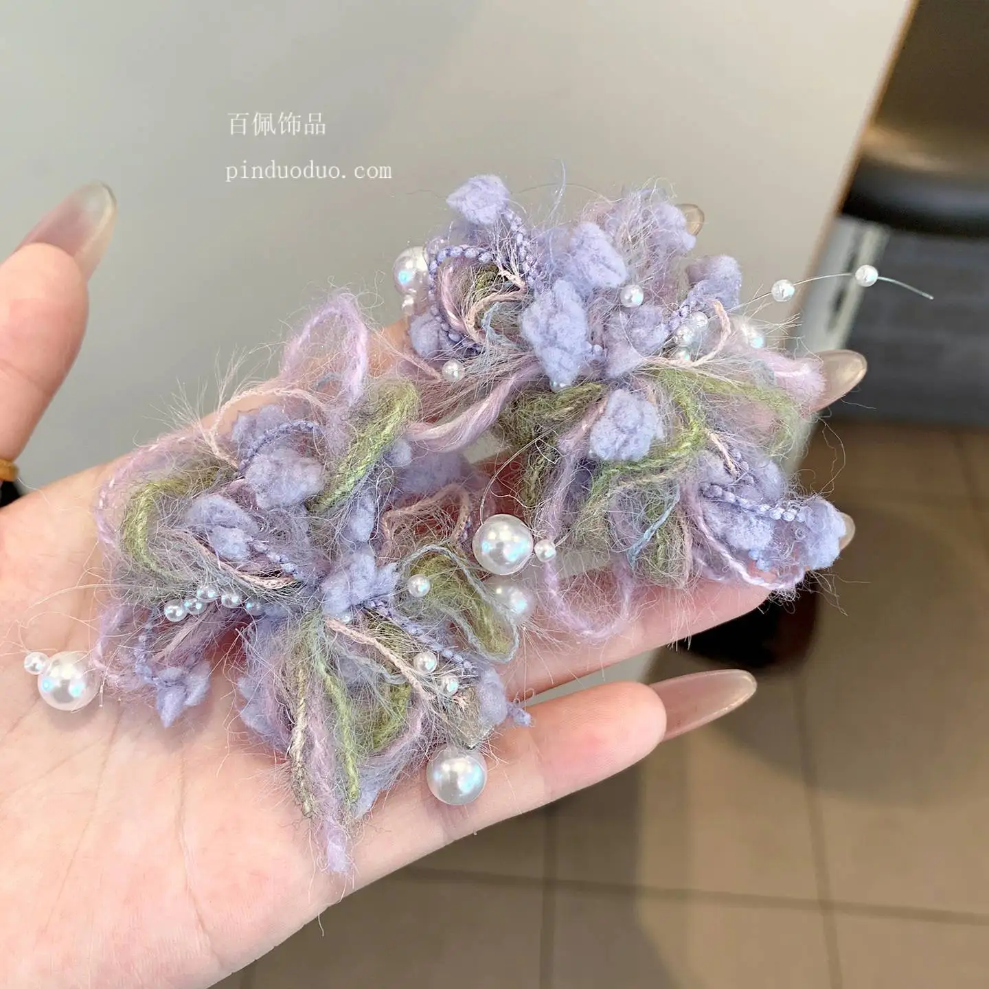 1/2pcs Cute Knitted Butterfly Hair Clip Fairy Like Plush Colorful Flower Tassel Side Fringe Bangs Clip Girl Atmosphere Headpiece