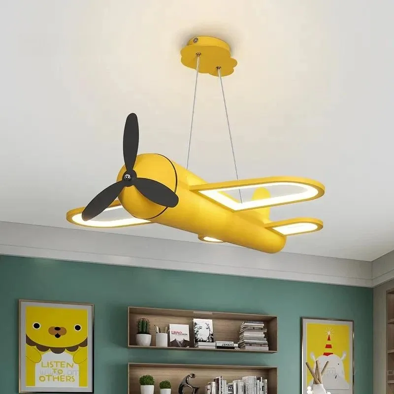 Modern Led Airplane Chandelier for Home Decor Pendent Light Children Room Kids Baby Boys Colorful Lighting Bedroom Hanging Lamp