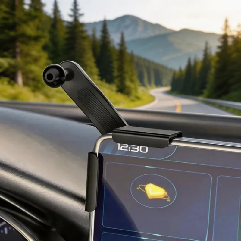 1pcs Car Screen Edge Clip‑on Phone Holder Base 17mm Ball Head Mount for Vehicle Central Control Screen Navigation Use