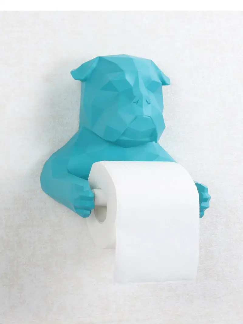 Imagem -02 - Suporte de Toalha de Papel de Resina Nórdica Geométrica de Parede Buldogue Cão Caixa de Tecido Banheiro Cozinha