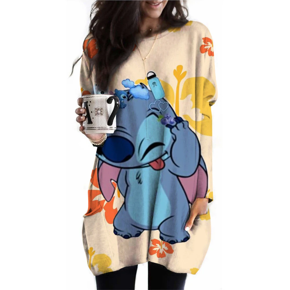 Disney\'s Lilo & Stitch Women\'s Long Sleeve T-shirt Autumn Casual Cute New Youth Women\'s Wear Y2k Kawaii 3D Printed High Quality