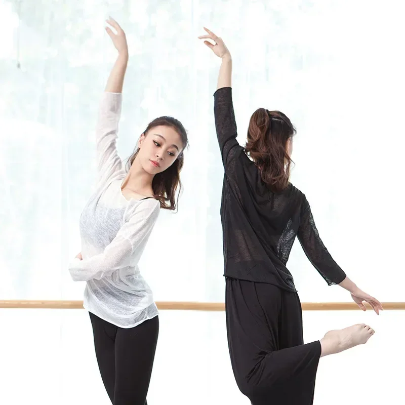 Volwassen losse oosterse Latin buikdans top transparante blouse shirt kostuum te koop vrouwen danskleding danser slijtage kleding