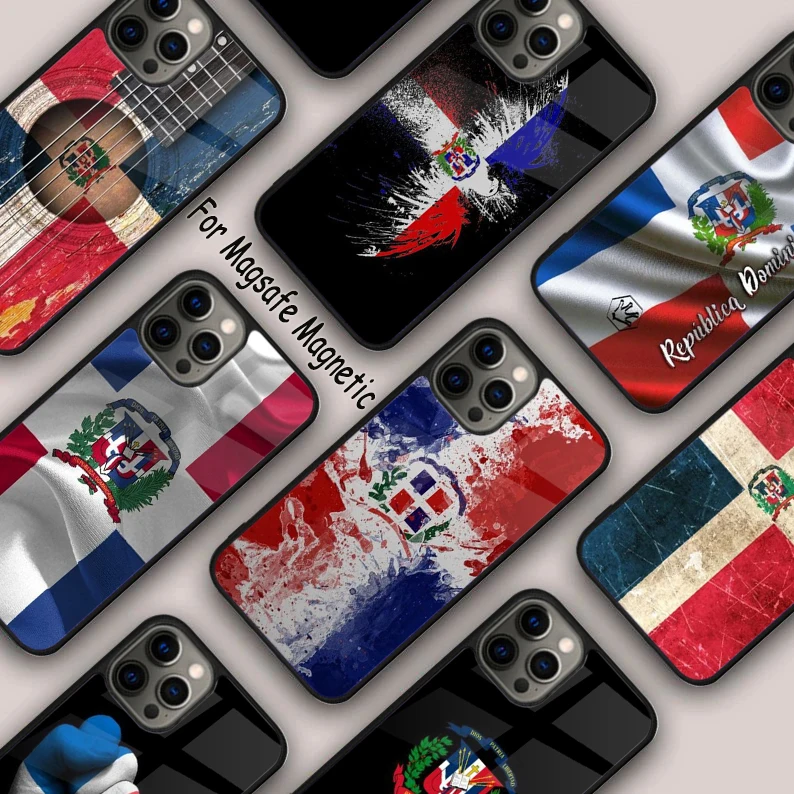 Dominican Republic Flag Magnetic Phone Case For APPLE iPhone 16 14 13 12 11 Pro Max 15 Plus Wireless Charge With MagSafe Cover