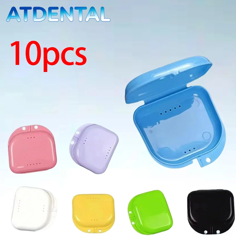 10pcs Denture Storage Box Portable Travel Case with Lid for Retainers Mouth Guards Oral Hygiene