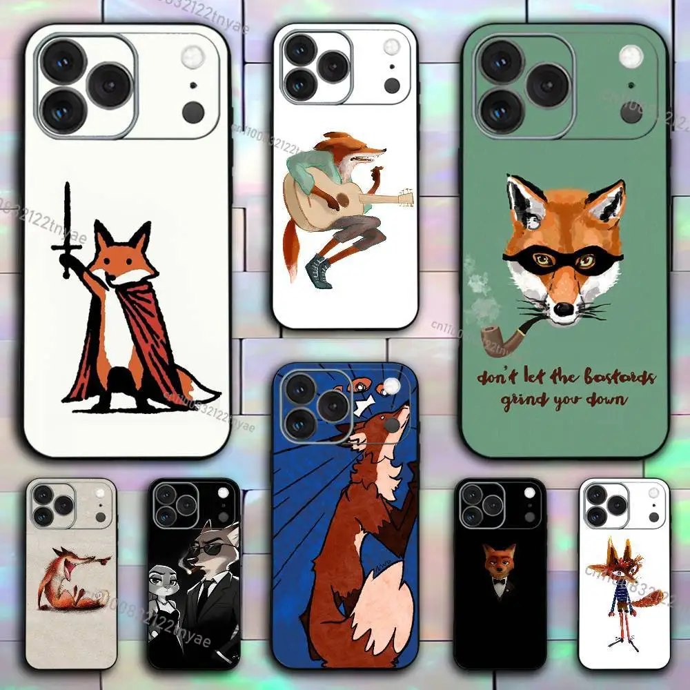 

Cute cartoon fox art Phone Case For iPhone 17,16,15,14,13,12,11,X,XR,XS,Plus,Mini,Pro,Max Soft black Shockproof Cover
