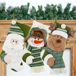 New Green Christmas Socks Christmas Decorations Hanging Decorations Candy Socks Gift Socks Santa Claus Snowman Christmas Gifts
