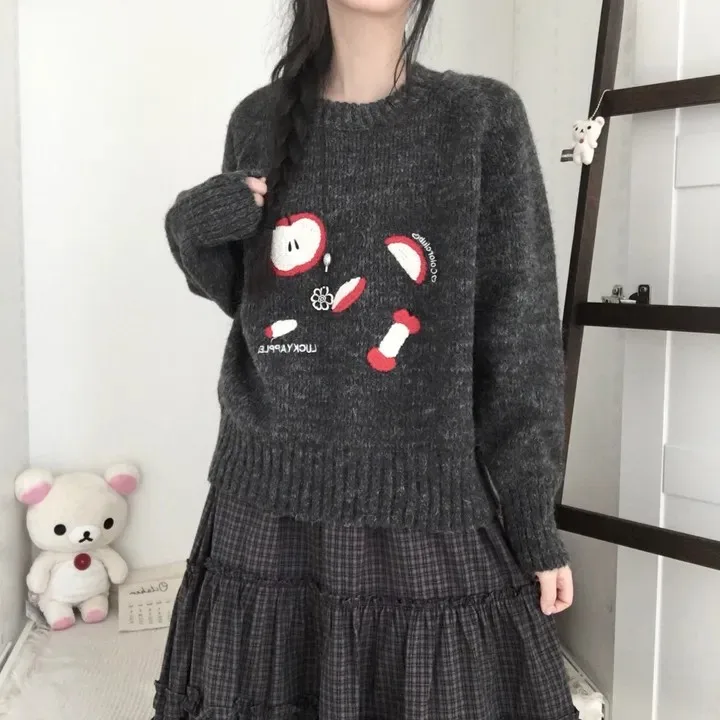 Maglione lavorato a maglia chic da donna vestibilità ampia sopra la testa modello morbido e accogliente autunno inverno pigro antietà divertente Sle Long Sve r...