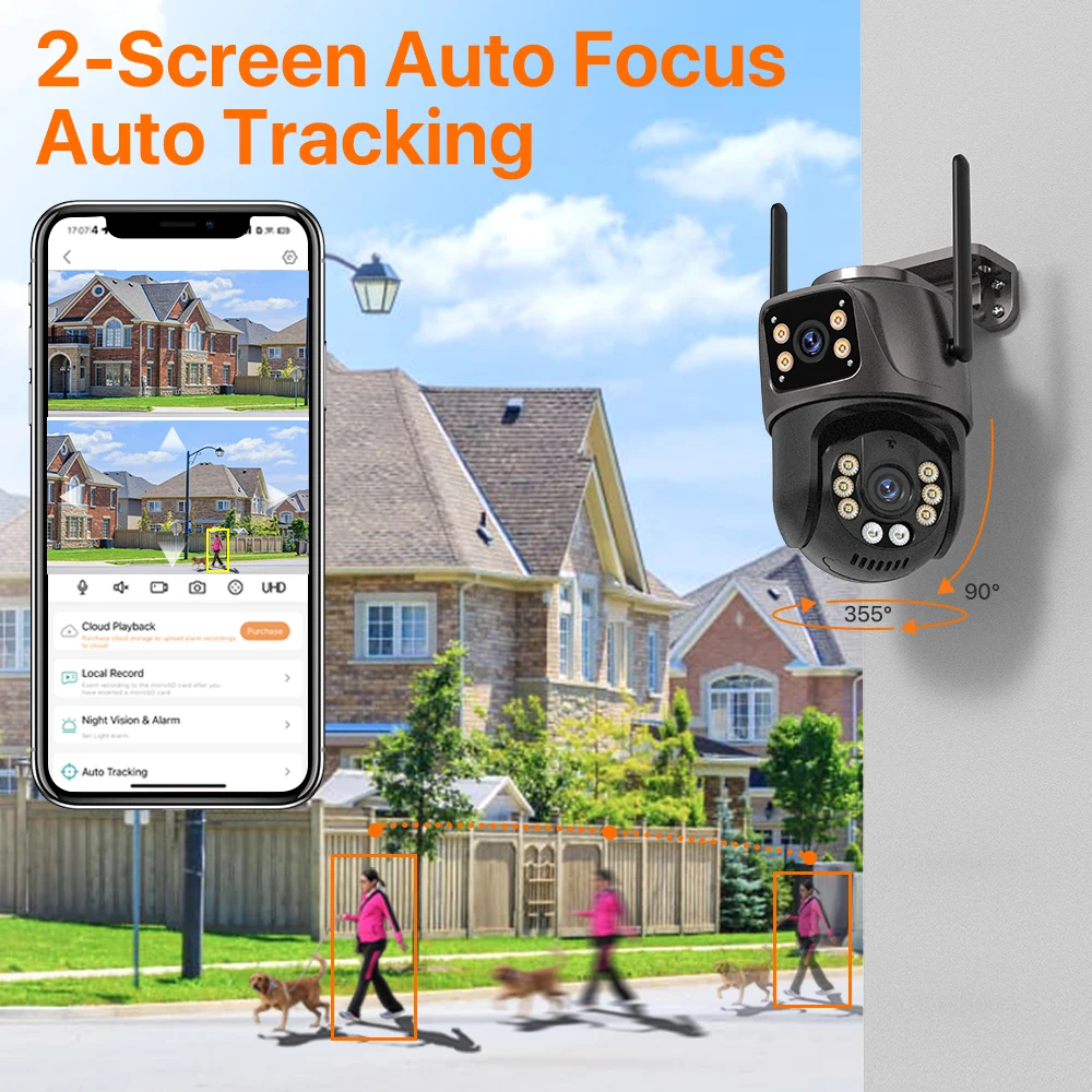 WIFI IP Camera 5K 12MP HD Three Lens PTZ Camera Outdoor 2K Dual Lens Motion Detection Security Camera Waterproof Surveillance