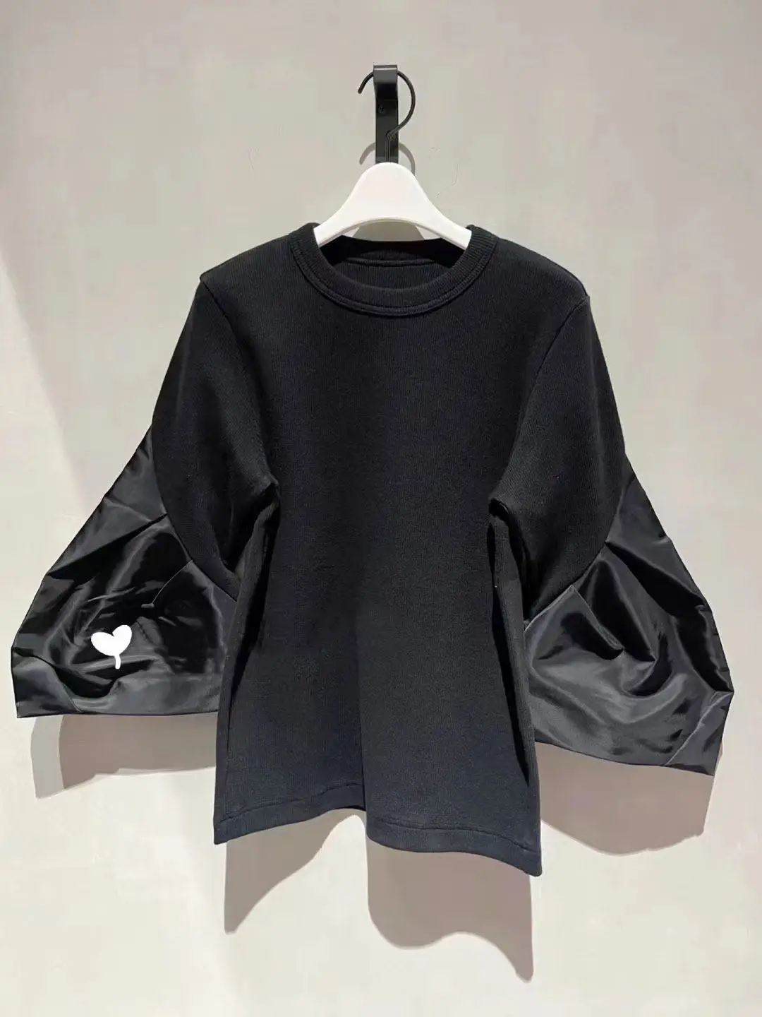 SAC SS26 Splicing Horn Bat Sleeve Waist Cotton Top Long Sleeve Loose Sweater T-Shirt