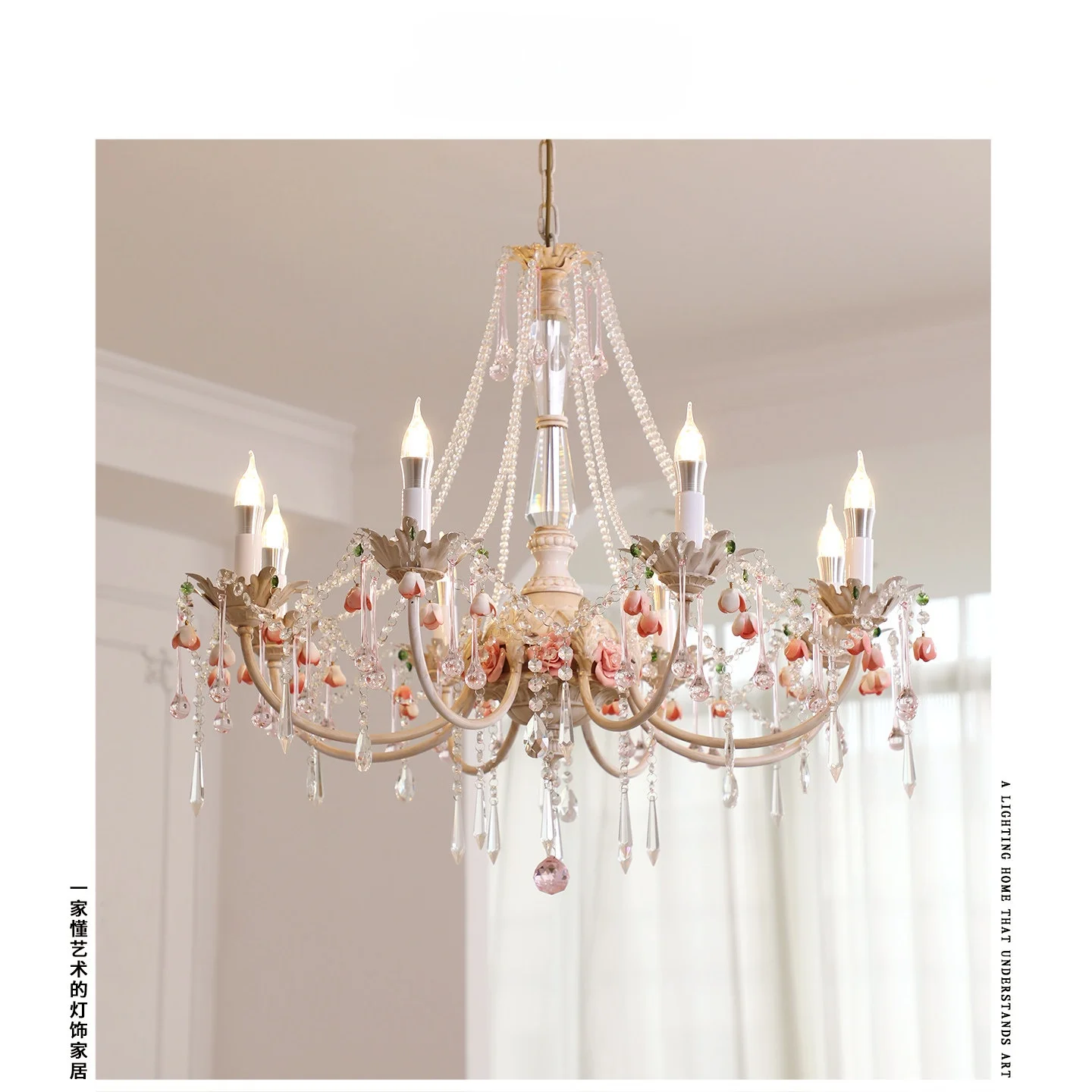 American French Style Main And Guest Room Rose Led Crystal Chandelier Flower Home Decoration Restaurant Bedroom Candle Light