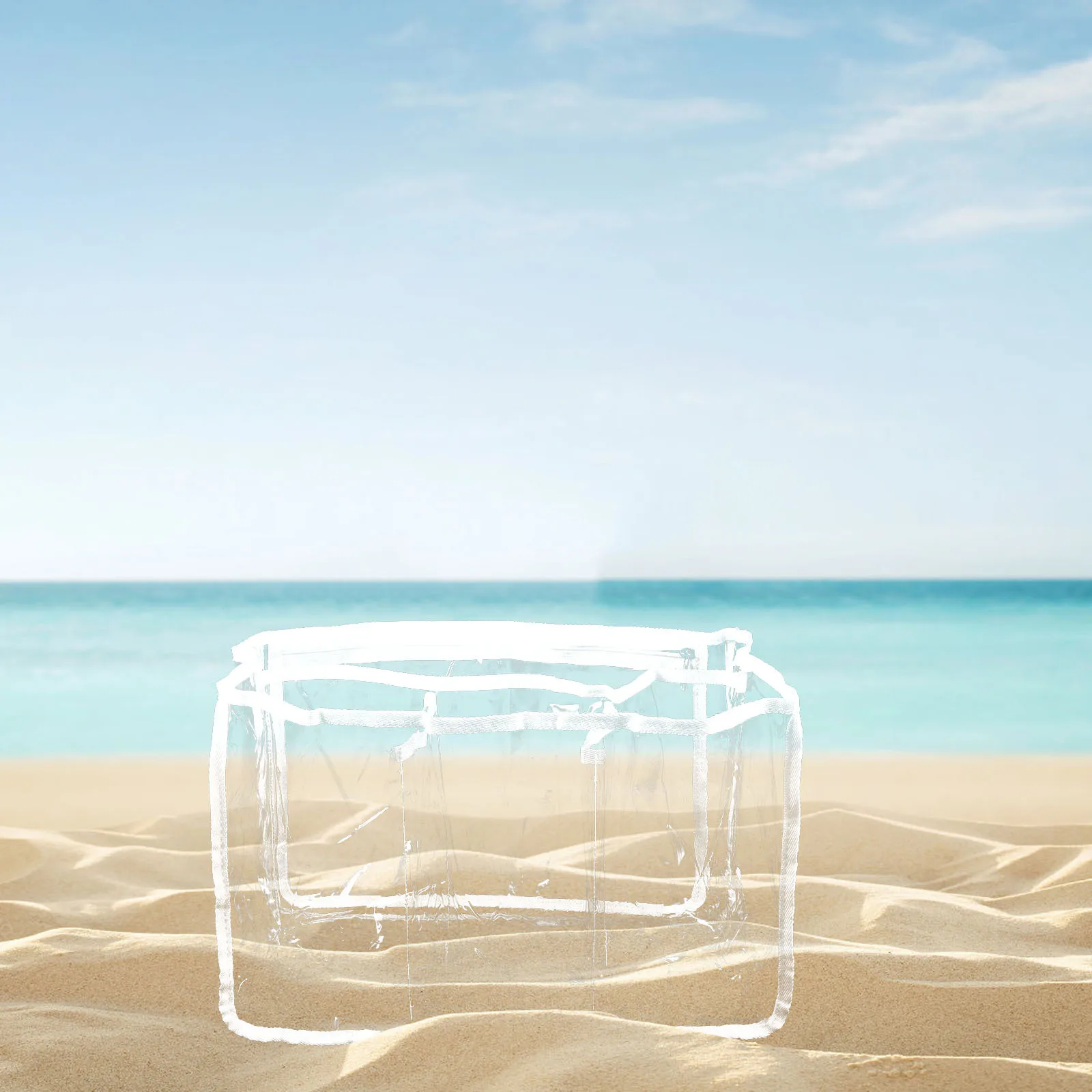 

Transparent Clear Beach Tote Bag Large Capacity Zippered Portable Storage Pouch Carrying Bag for Travel Outdoor Swimming