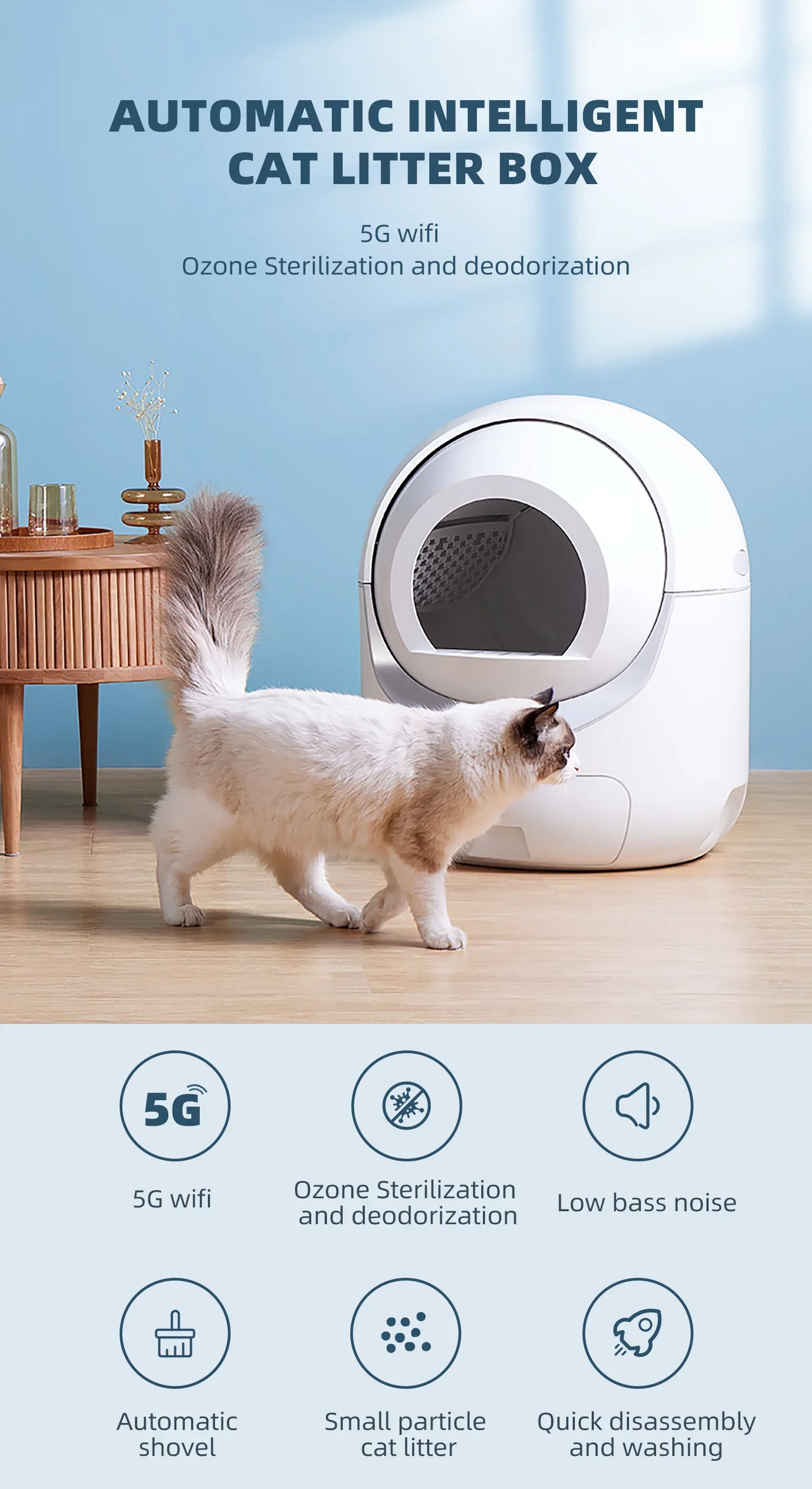 

2025/2023 new design hot selling enclosed wifi safety electric self cleaning auto cat litter box