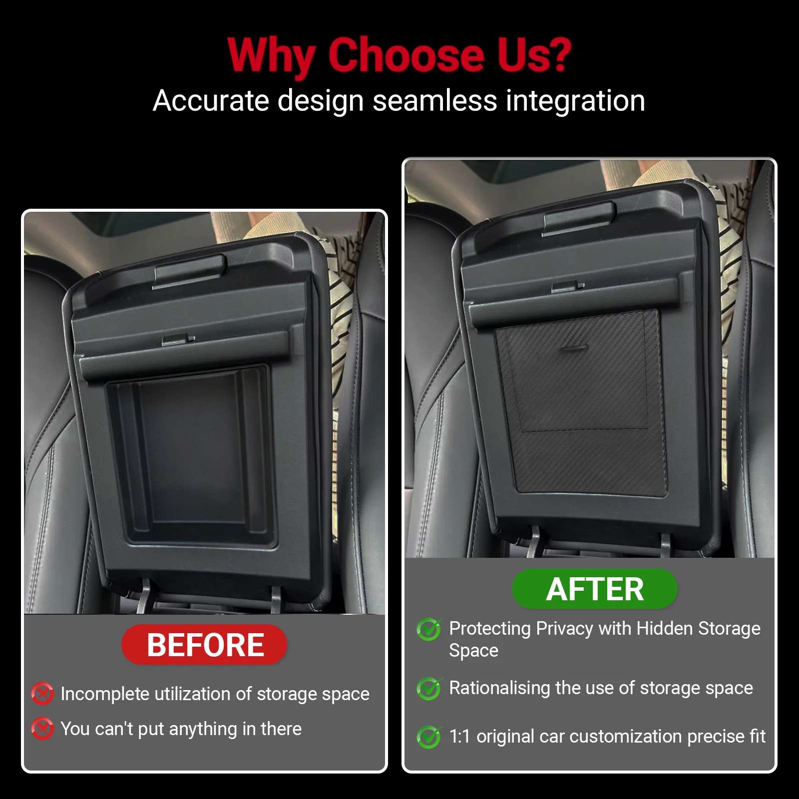 Pokrywa schowka centralnego konsoli samochodowej ABS z włókna węglowego do Tesla Model 3 Y 2017-2022 2023, akcesoria do ukrytego schowka w podłokietniku