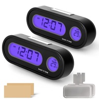 2 Sets Digital Display of Vehicle Temperature and Time, LCD Backlight, Dual Conversion Mode, Temperature Dashboard Clock