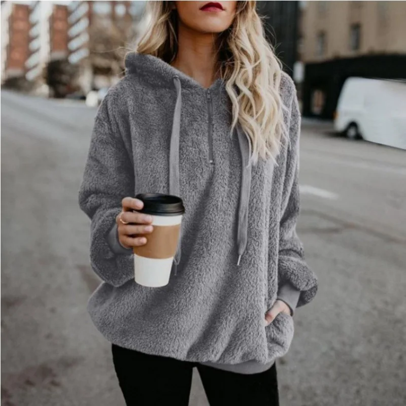 2024 Autumn And Winter Hot Item Long Sleeved Hooded Solid Color Women's Hoodie Sweater Jacket