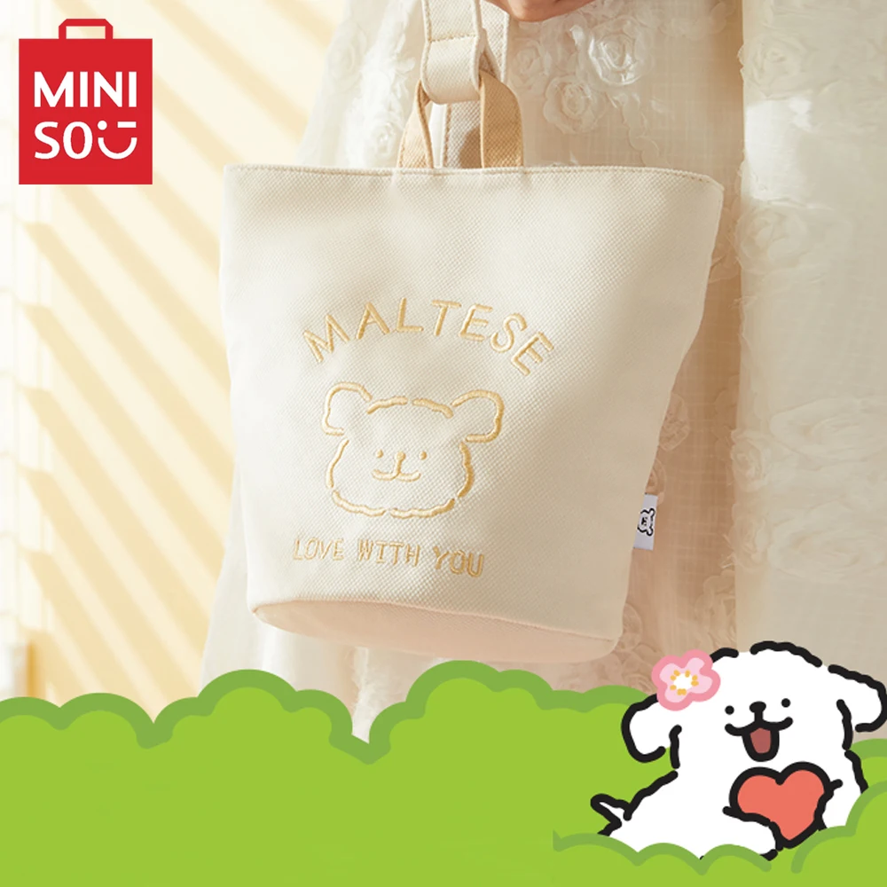 MINISO Maltese Series Handbag Anime Cartoon Kawaii Cute Portable Large Capacity Storage Bag Handbag Girl Birthday Gift