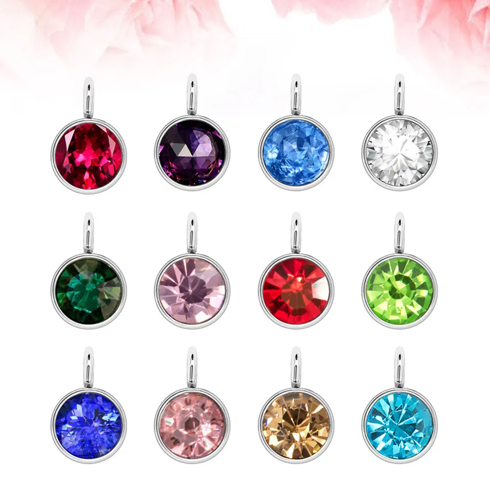 

24Pcs Birthstone Hanging Pendant Mixed Colors Alloy Crystal DIY Jewelry Making Accessories Charms for Necklace Bracelet Keychain