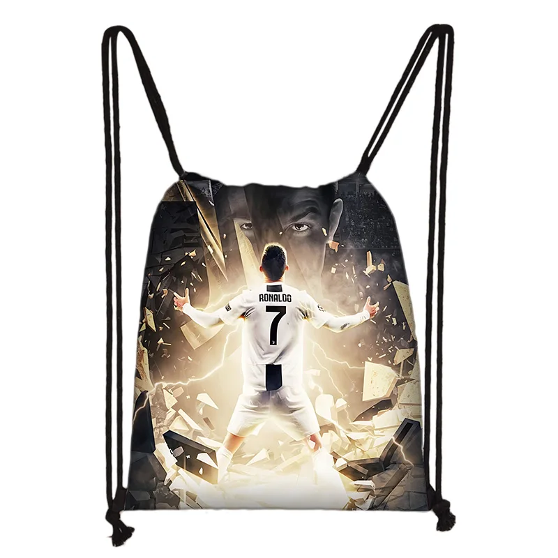 Tas met trekkoord met voetbalsterrenprint, lichtgewicht en duurzaam, opbergtas voor sport, fitness en yoga