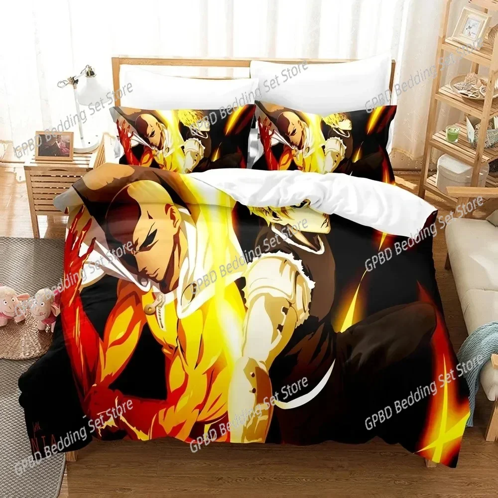 Anime One-Punch Man Saitama Bedding Set Single Twin Double Queen King Cal King Size Bed Linen Set