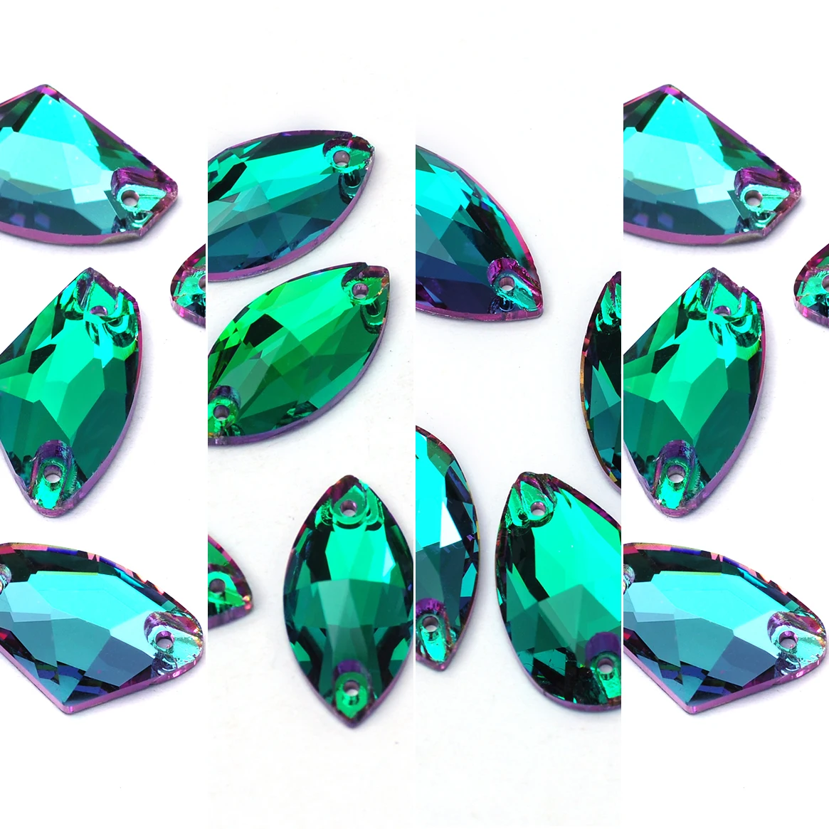 PUBRILEX 6A Emerald Vitrail Sew-on Rhinestones with Chamfered Edges for Garment And Jewelry Decorations 6A Grade Sewing Stones