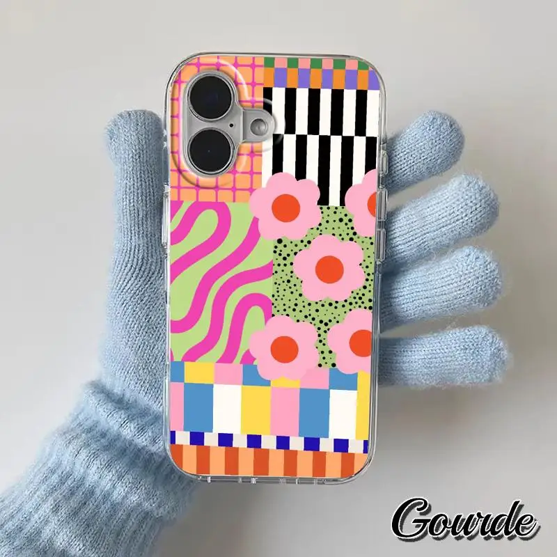 

Gourde Colorful Floral and Geometric Designs Pattern Phone Case for Iphone 16 Pro Max 15 Pro Max 14 13 12 11 Pro Max Iphone 16