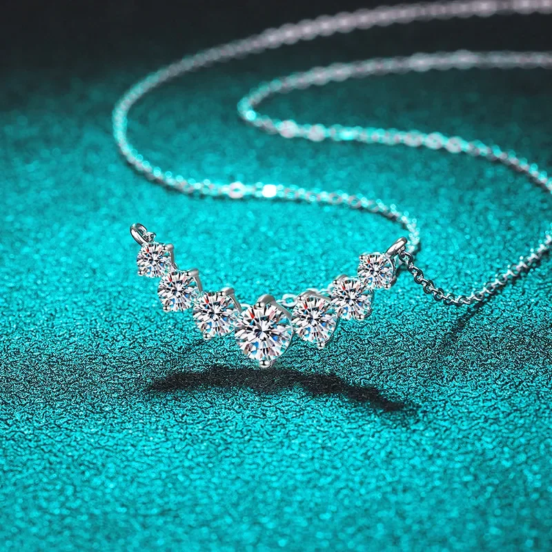 1.7ct All Moissanite Necklace for Women Smile Princesses Sparkling Diamond Pendant S925 Sterling Silver Plated  Birthday Gift