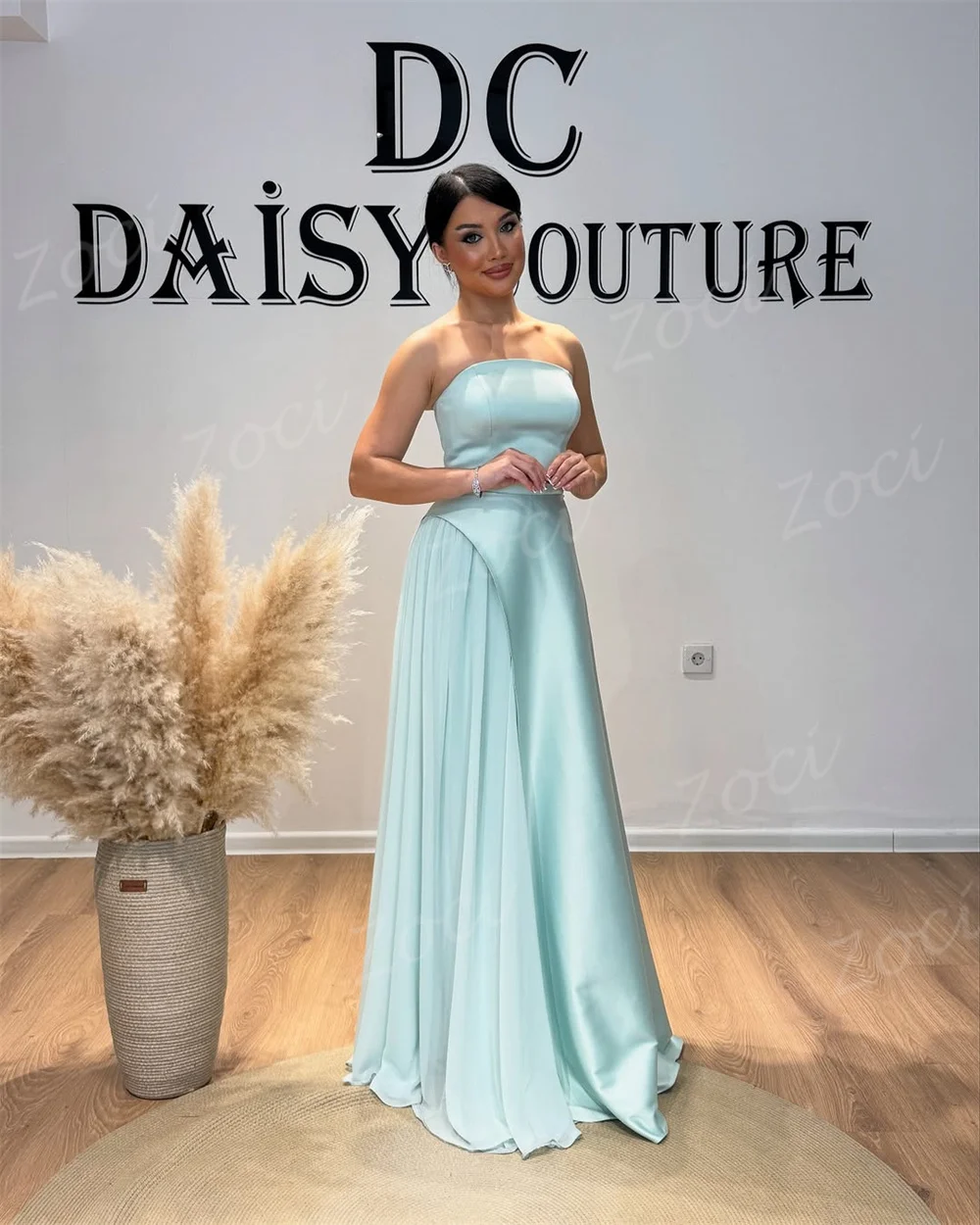 Zoci أنيقة الساتان الشيفون ألف خط فساتين لحضور الحفلات الموسيقية مخصصة حمالة الزفاف مساء فستان المرأة مناسبة خاصة رداء حفلات