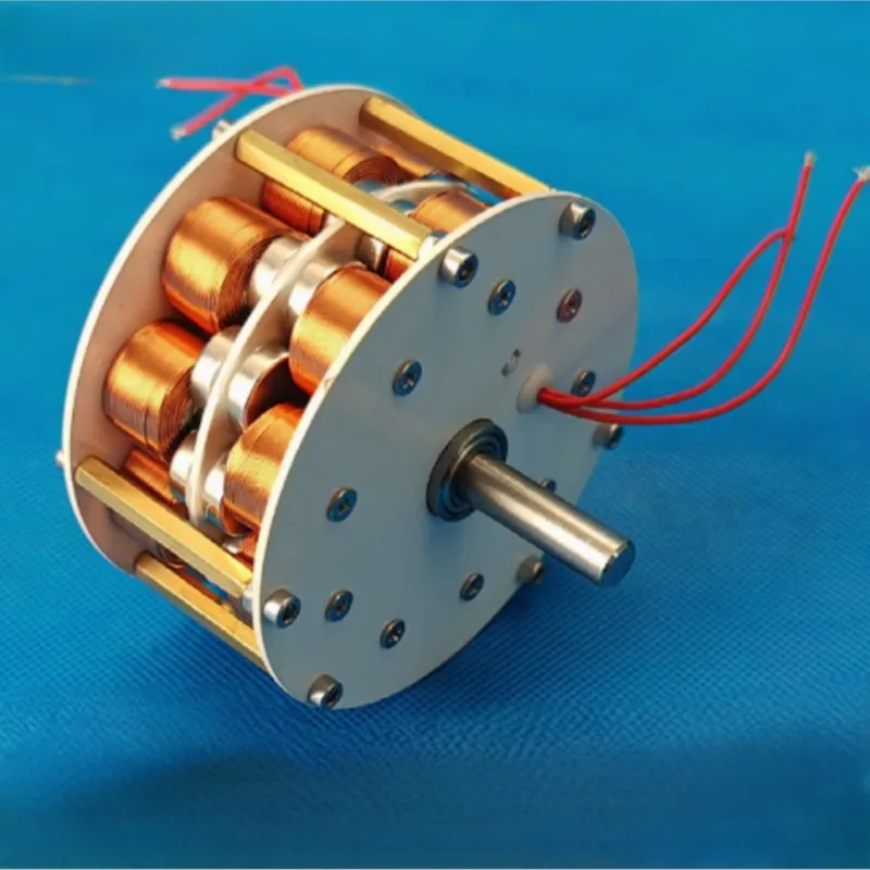 Generator Tanpa Sikat Magnet Permanen Inti Cakram Dua Lapis Mikro dengan AC Tiga Fase Multipol Kecepatan Ultra Rendah