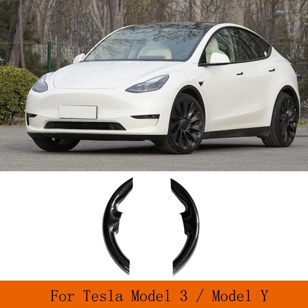 

Car Interior Front Steering Wheel Replacement Stickers For Tesla Model 3 Y 2021-2023 Dry Carbon Inner Decoration Interior Parts