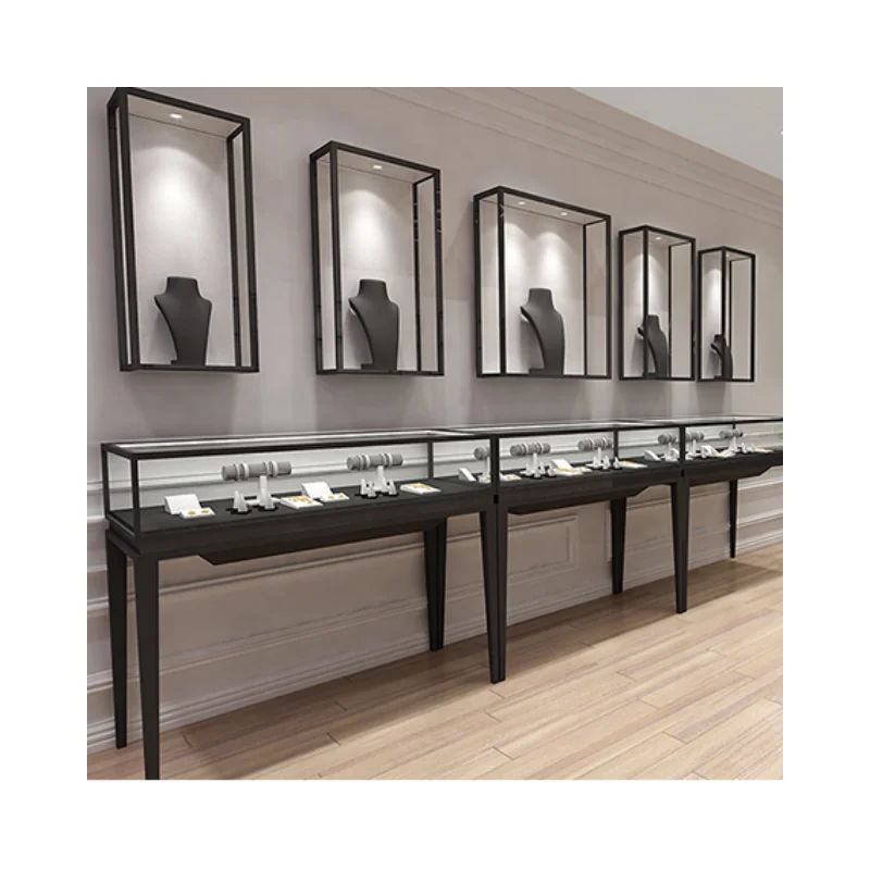 New Design Cosmetic Led Marble Jewellery Counter Top Displays Glass Cabinet Used Jewelry Display showcase