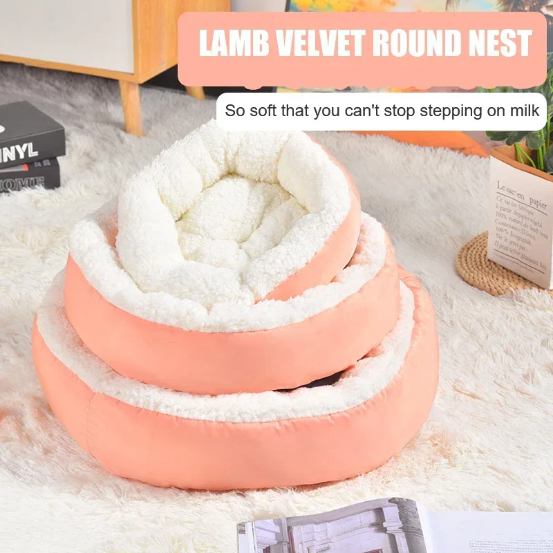 Comfortable Plush Pet Nest Round Cashmere Warm Cat Nest Comfortable Winter Without Fuel Without Electricity