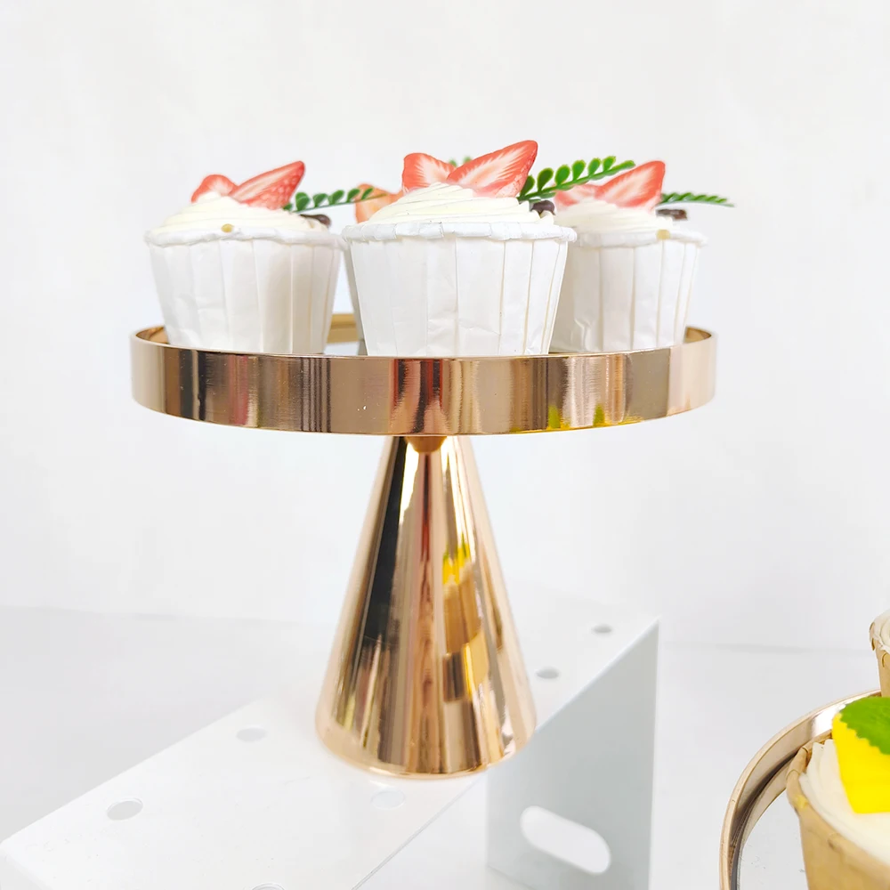 1Pcs Gold Cake Stand Round Cake Stand Mirror Dessert Table Display Set for Wedding Event Birthday Party Dessert Table