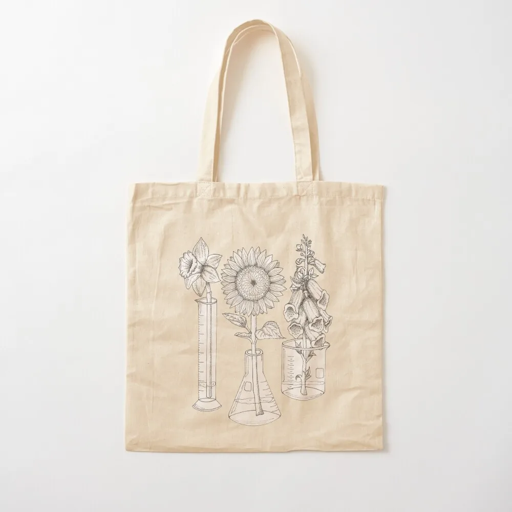 

Flowers and Lab Glassware Tote Bag hand bags reusable shopping bag university shopper bag Canvas Tote