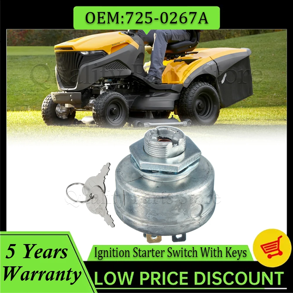 Lawn Mower Ignition Starte 5 Spade Ignition Starter Switch & 2 Keys 725-0267 925-0267A For MTD 725-0267A Ride On Tractor Mower