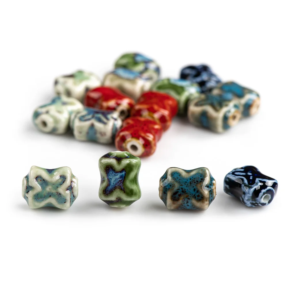20#10pcs High-quality Special Shape X Ceramic Beads Pendant Porcelain Jewelry Making For Necklace Bracelet #XN173