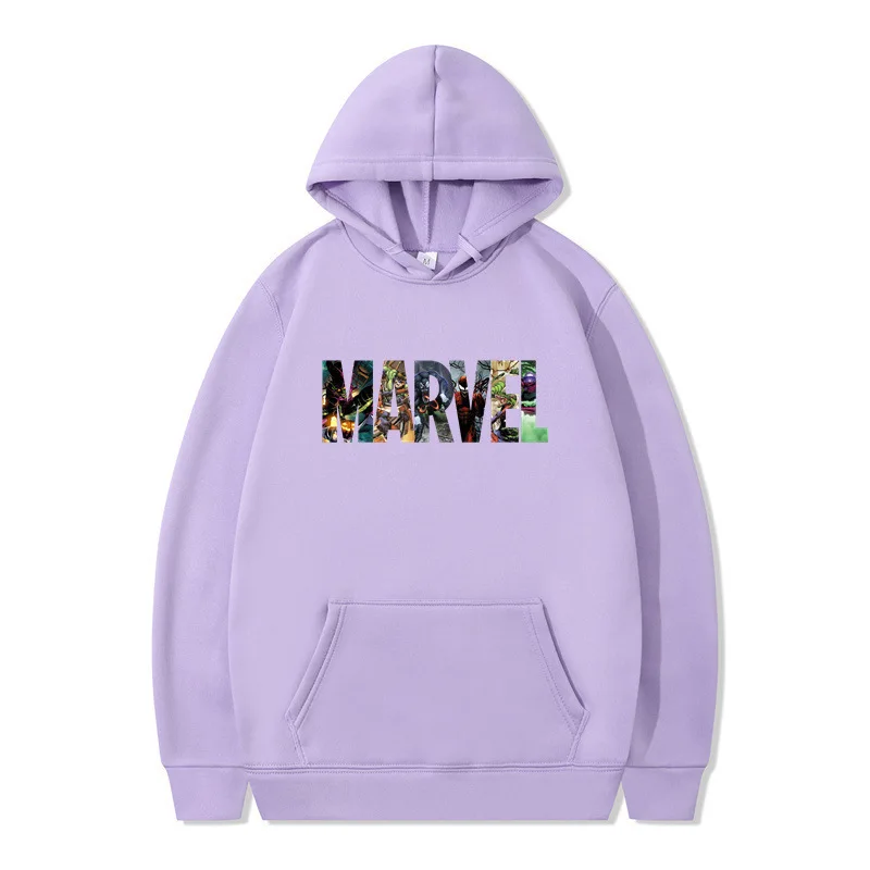 MARVEL Letter Printed Men\'s Women\'s Sports Hooded Sweatshirt for Autumn Winter Fashion Loose Casual Sportswear Personalized Top