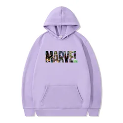 MARVEL Letter Printed Men's Women's Sports Hooded Sweatshirt for Autumn Winter Fashion Loose Casual Sportswear Personalized Top