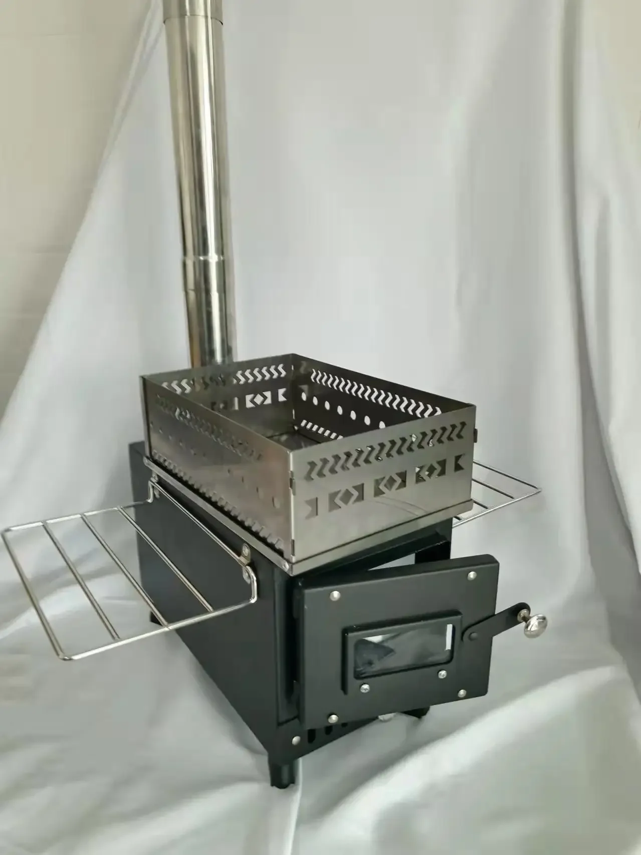 Smokeless Charcoal Stove Cooking Outdoor Sauna Stove Ice Fishing Keep Warm Coal Wood Burning Tent Stove with Long Pipe