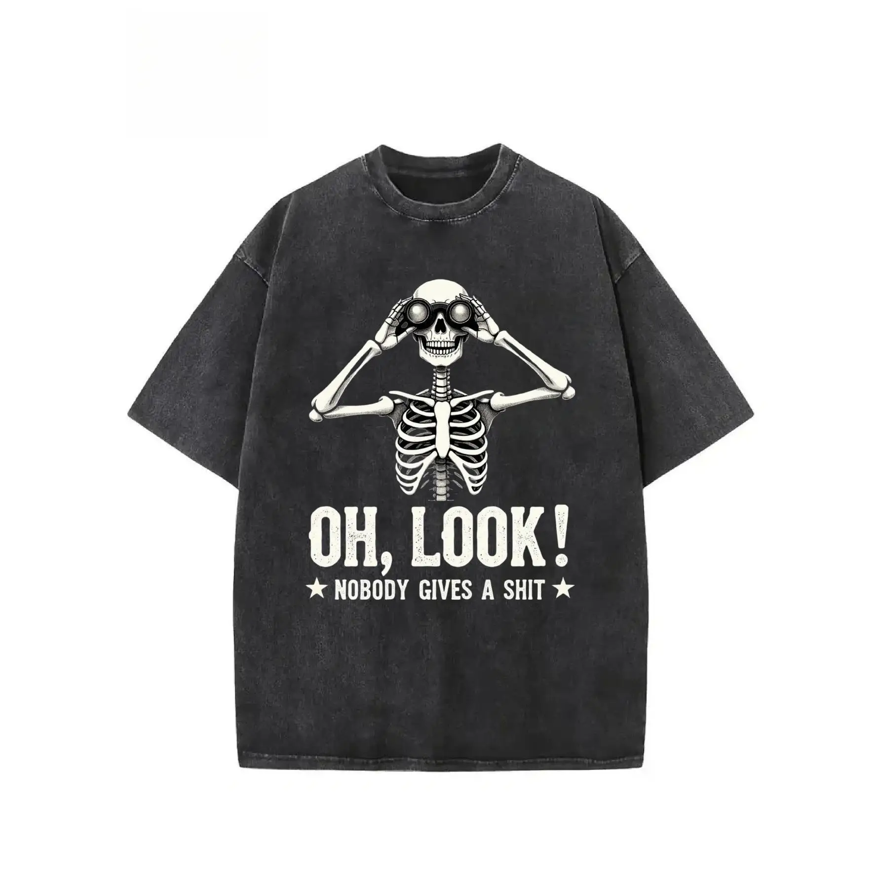 

Vintage Cotton "Oh Look Nobody Gives a Shit" T-Shirt Oversized Funny Skeleton Meme Sarcastic Streetwear