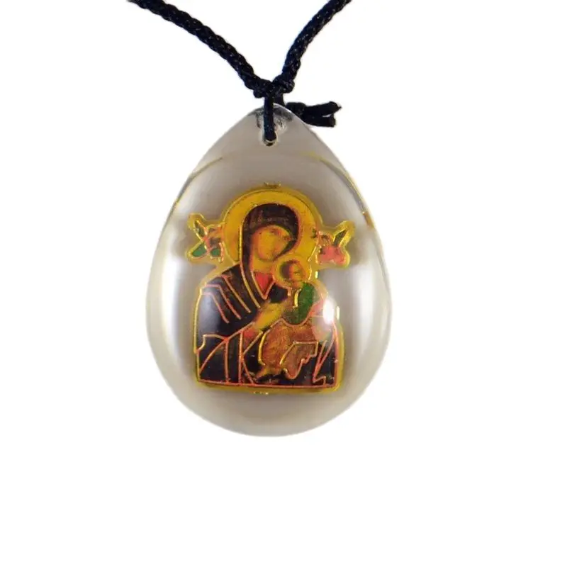 the Virgin Mary Holding the Christ Child Glass Pendant Necklace Catholic Christian Orthodox Fashion Religious Jewelry