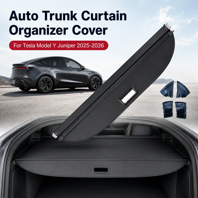 Auto Trunk Curtain Organizer Cover For Tesla Model Y Juniper Launch 2025-2026 Car Cargo Cover Trunk Rear Rack Luggage Storage