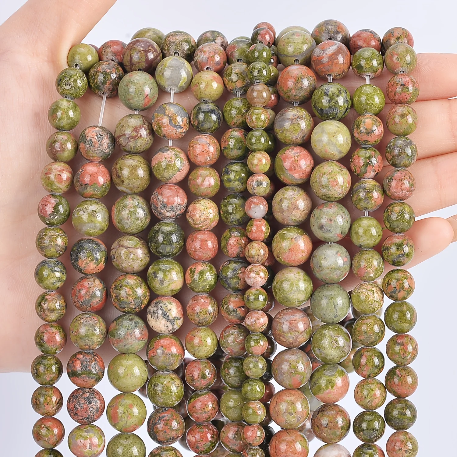 4-12mm Natural Stone Unakite Jasper Bead Round Loose Bead for Jewelry Making DIY Supplies Bracelet Necklace Accessory 15