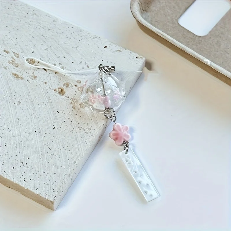 اليدوية مطرز زهر الكرز سحر الهاتف الرياح الرنين تصميم ABS الراتنج الأزهار قلادة خفيفة الوزن لسلسلة المفاتيح حقيبة الكاميرا #1