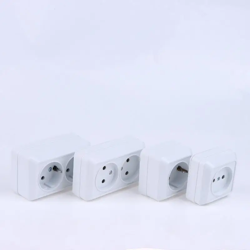 1 Buah Stopkontak Listrik Standar EU 10A, Soket Daya Permukaan Vintage dengan Ground, Steker Soket Dinding Plastik Tahan Api